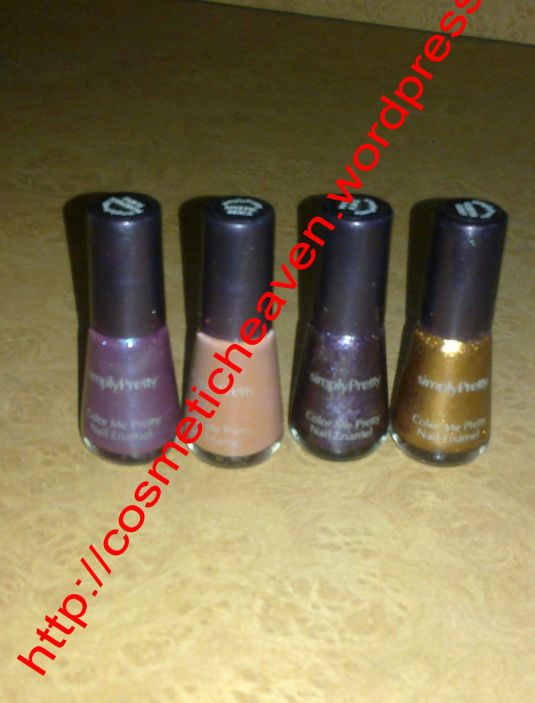 Avon Simply Pretty Nail Enamel - 5 ml MRP Rs. 55 Offer MRP- Rs. 43 (L-R)Passionate Purple, Mystic Beige, Juicy Plum, Glitter Gold